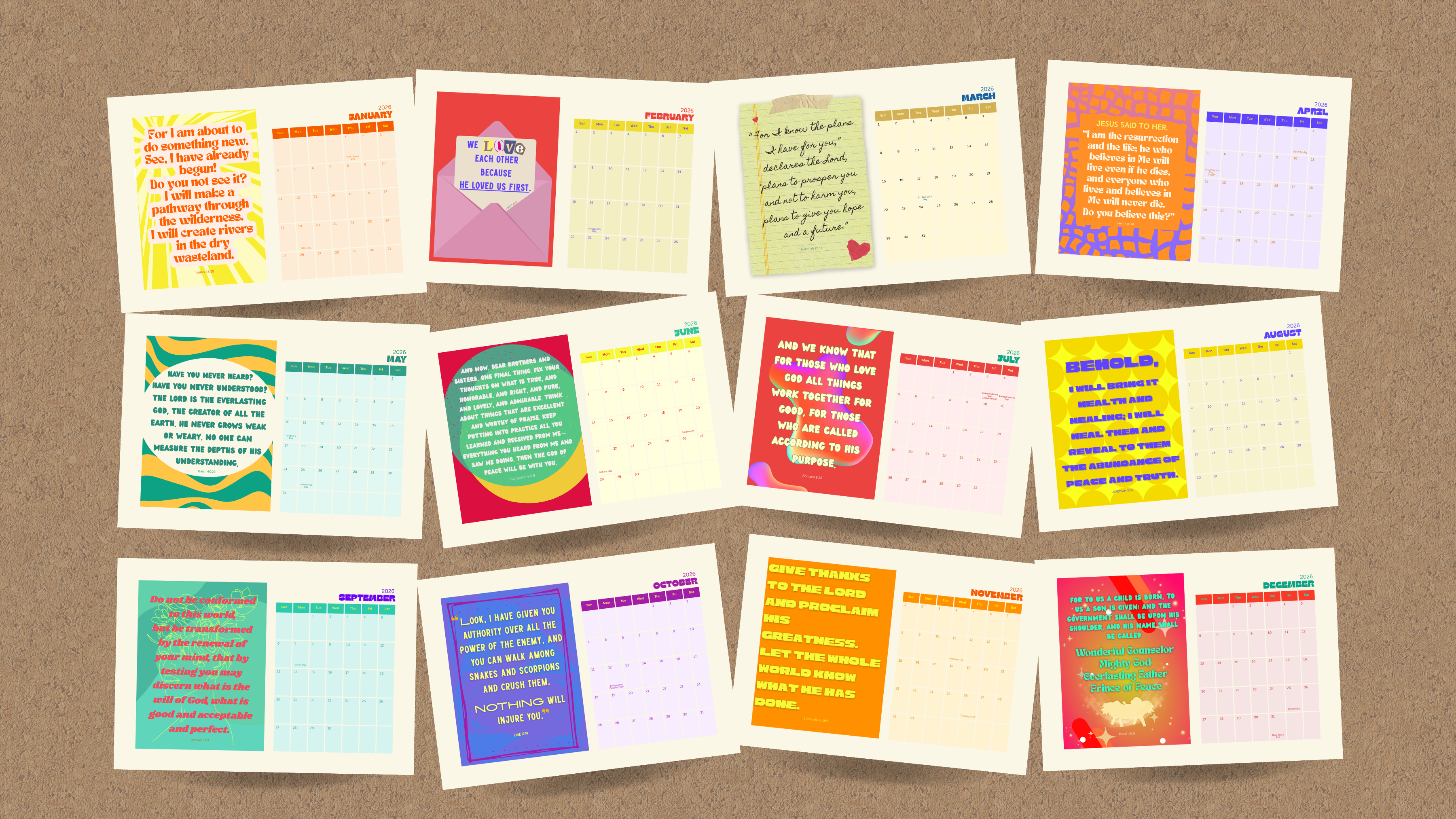 2026 Monthly Desk Calendar Pack
